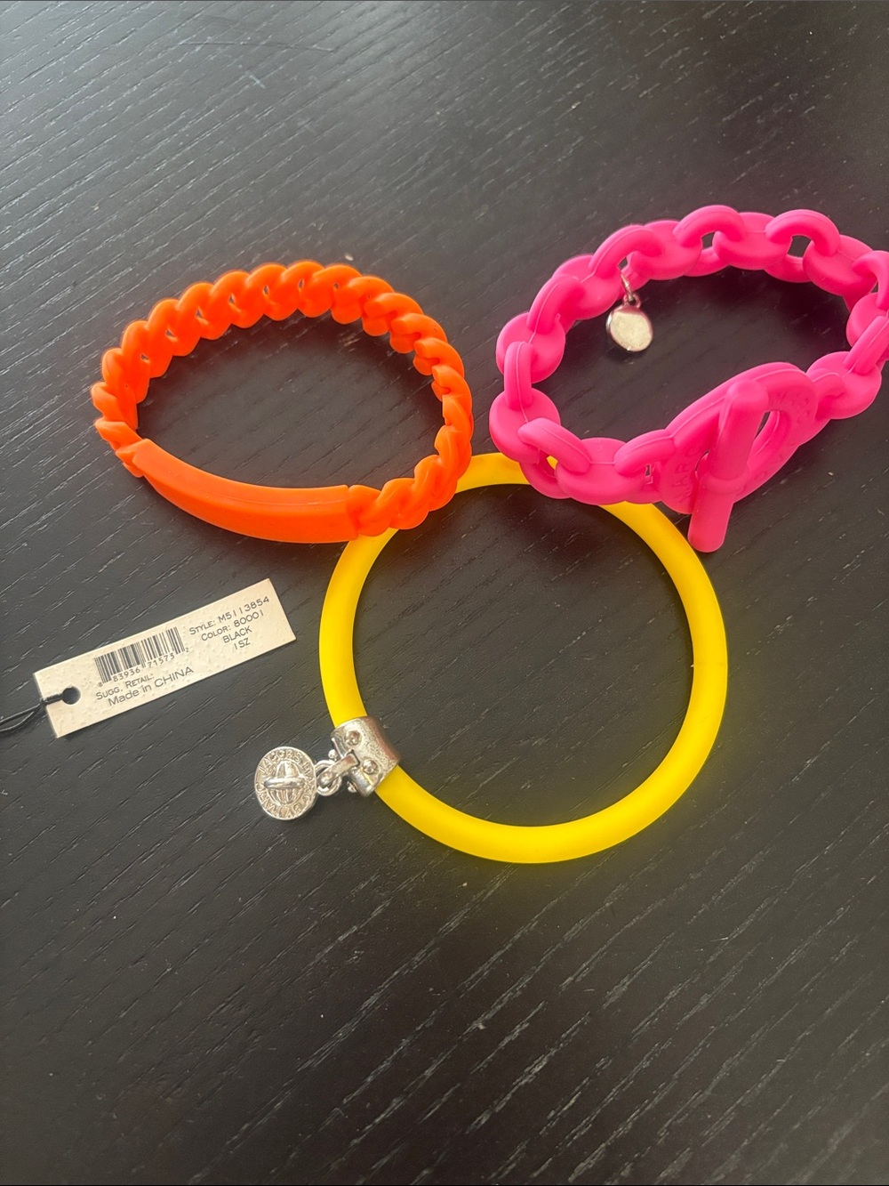 Marc Jacobs Neon Silicone Bracelet Set - Hot Pink, Orange & Yellow